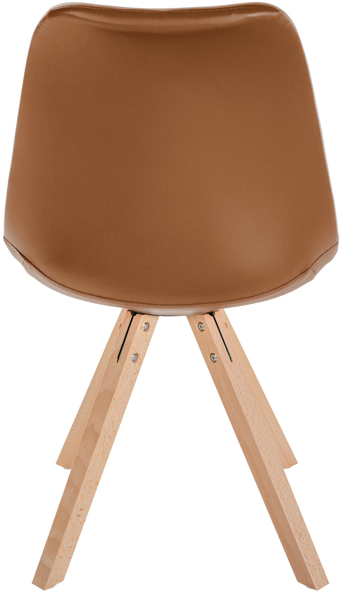 Set van 4 eetkamerstoelen Sofia kunstleer bruin natura (vierkant)