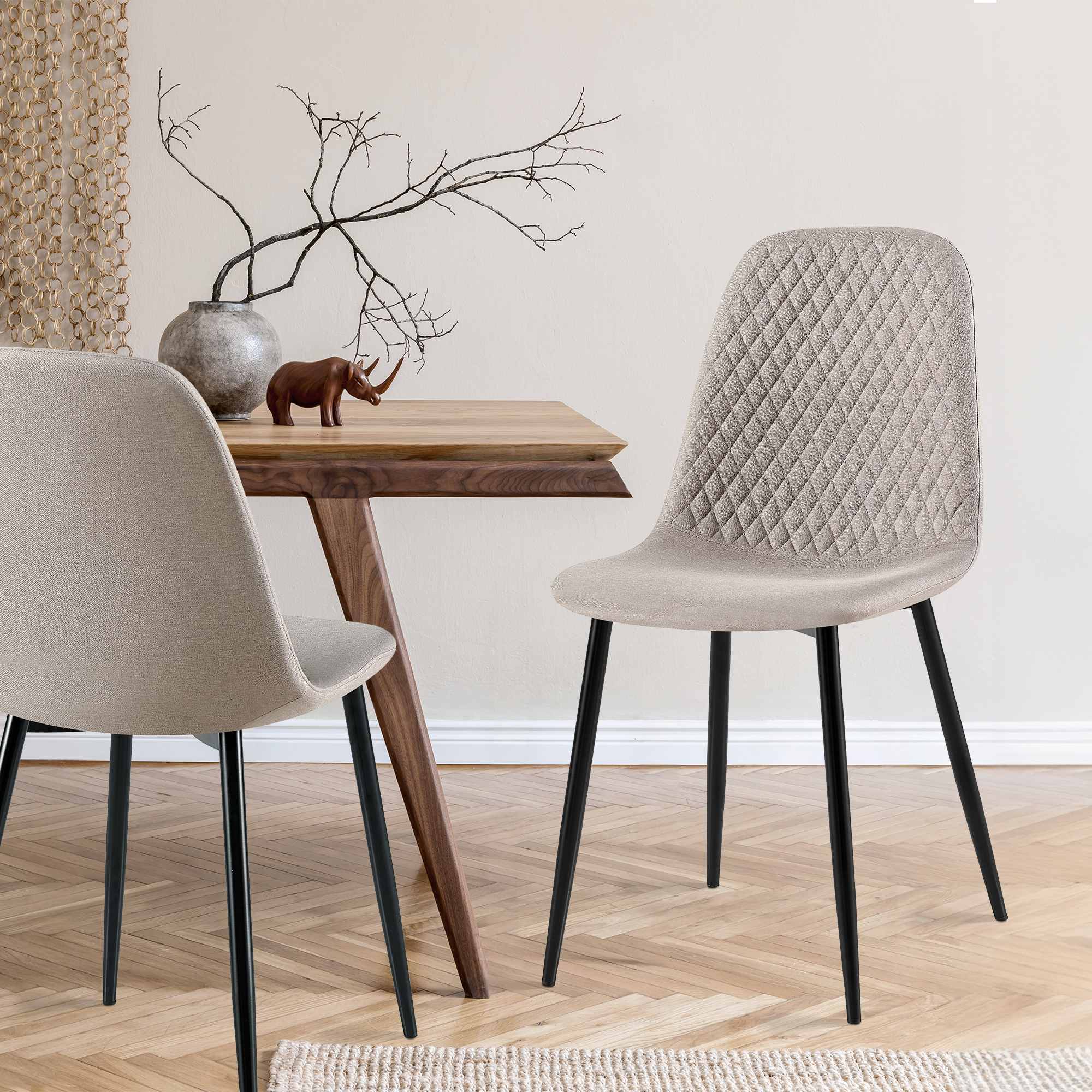 Set van 4 eetkamerstoelen Giverny grijs Stof