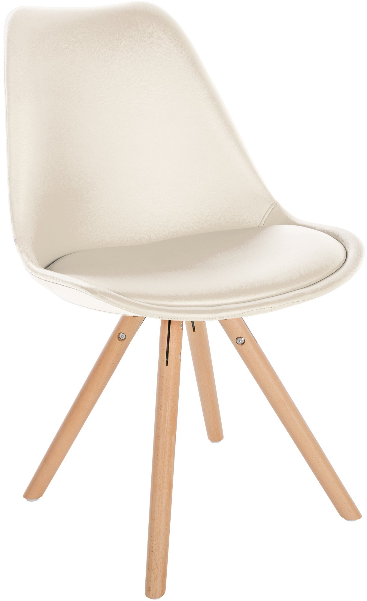 Set van 4 eetkamerstoelen Sofia kunstleer creme natura (ronde)