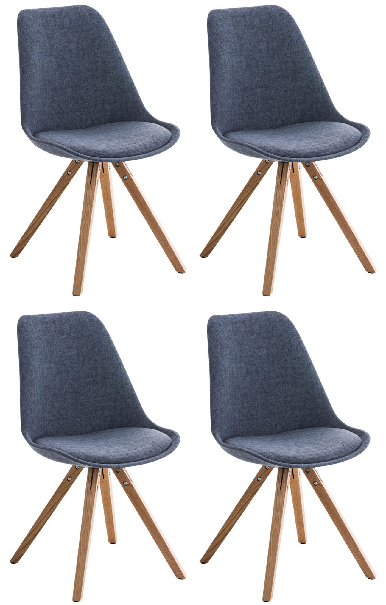 Set van 4 Eetkamerstoelen Pegleg - Vierkant - Stof blauw natura