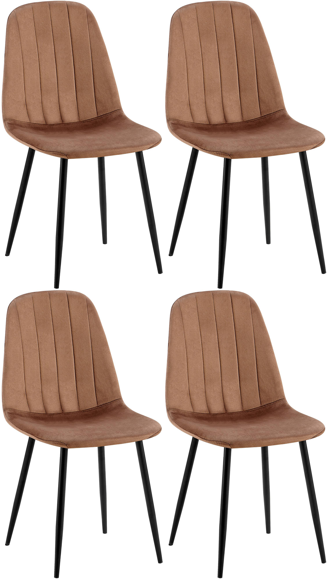 Set van 4 Baxter Eetkamerstoelen bruin