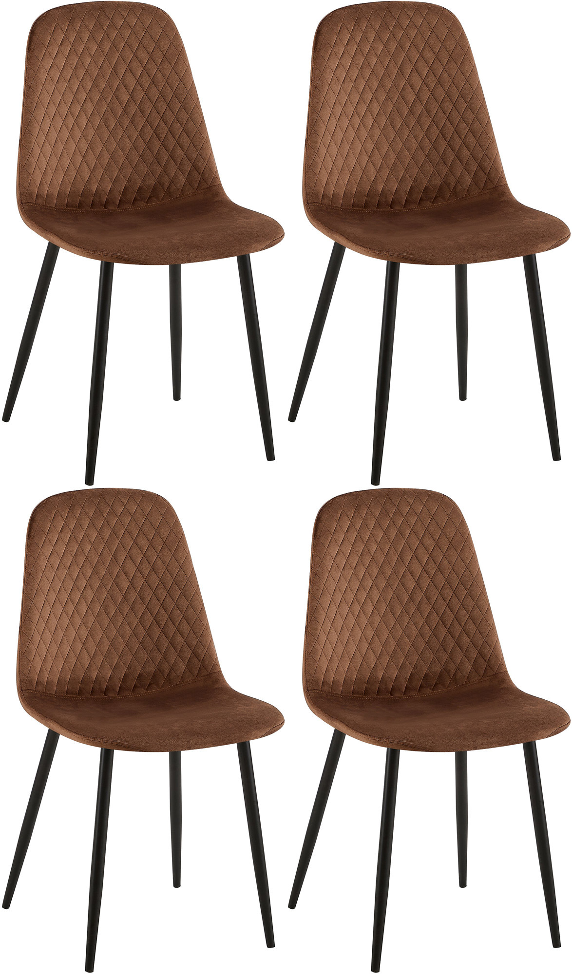 Set van 4 eetkamerstoelen Giverny bruin Fluweel