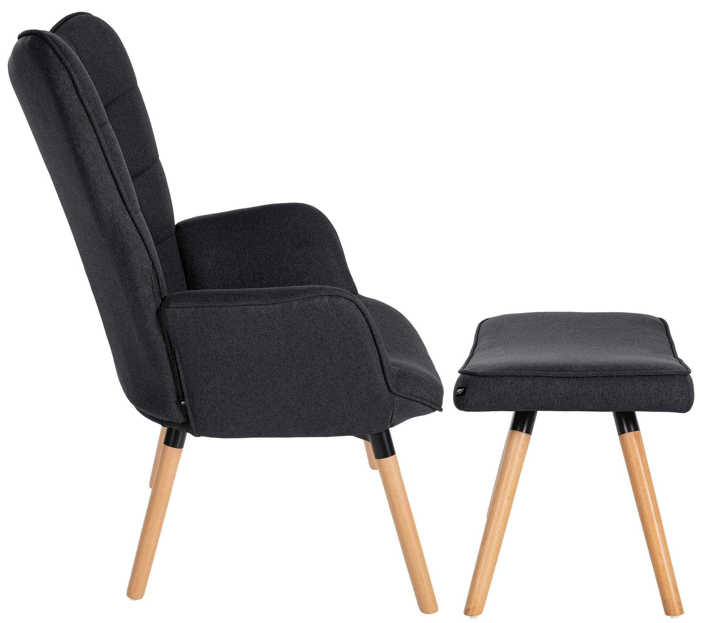 Fauteuil Garding met poef zwart