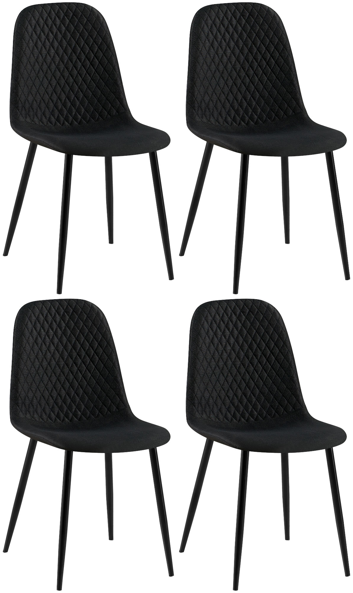 Set van 4 eetkamerstoelen Giverny zwart Stof