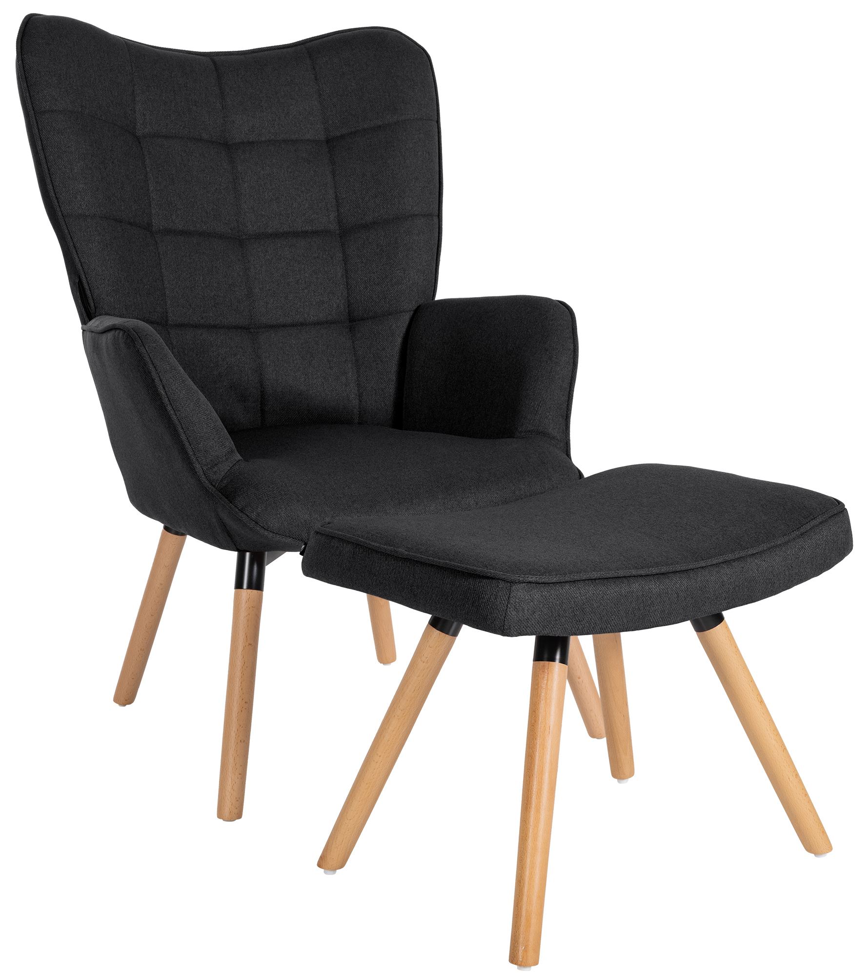 Fauteuil Garding met poef zwart